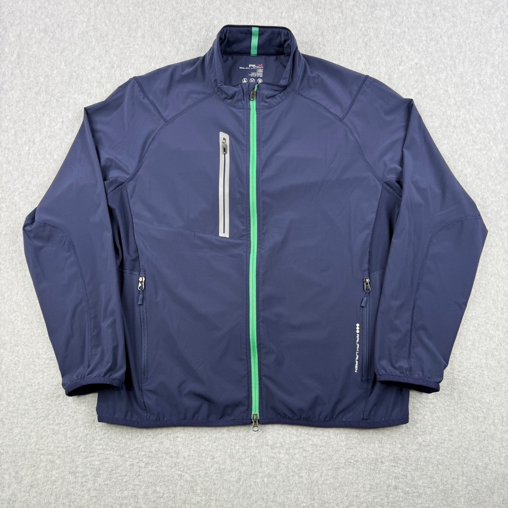 RLX Ralph Lauren Jacket Mens XL Blue Full Zip Windbreaker Golf Performance Vent
